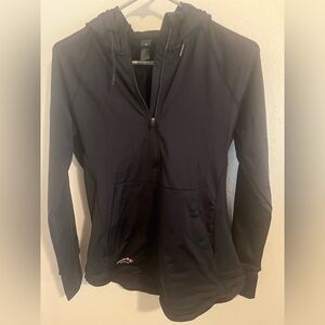 M pow -her apparel ‎ Women's Black Half-Zip Hooded Jacket
